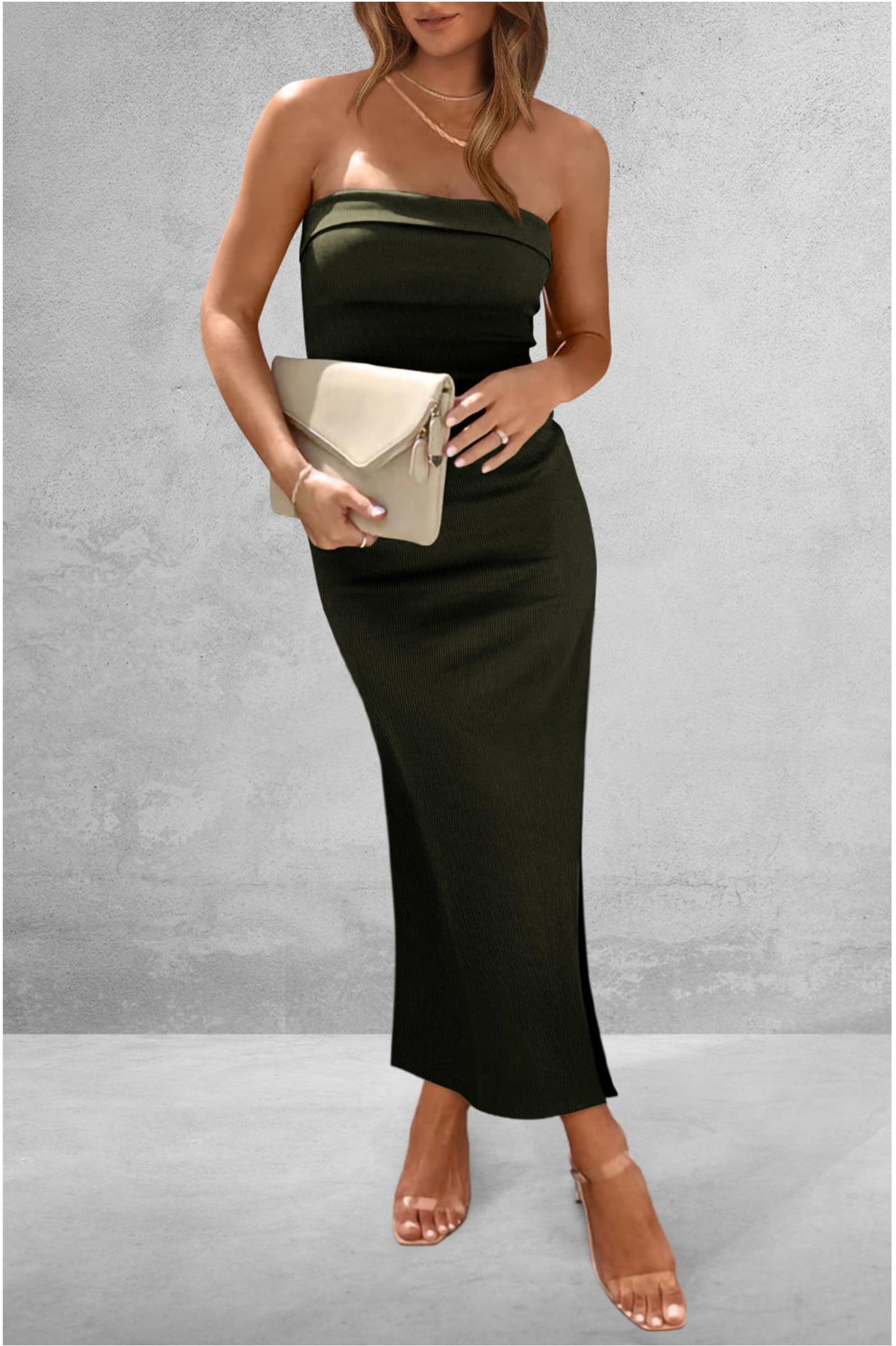 Slit Tube Midi Dress