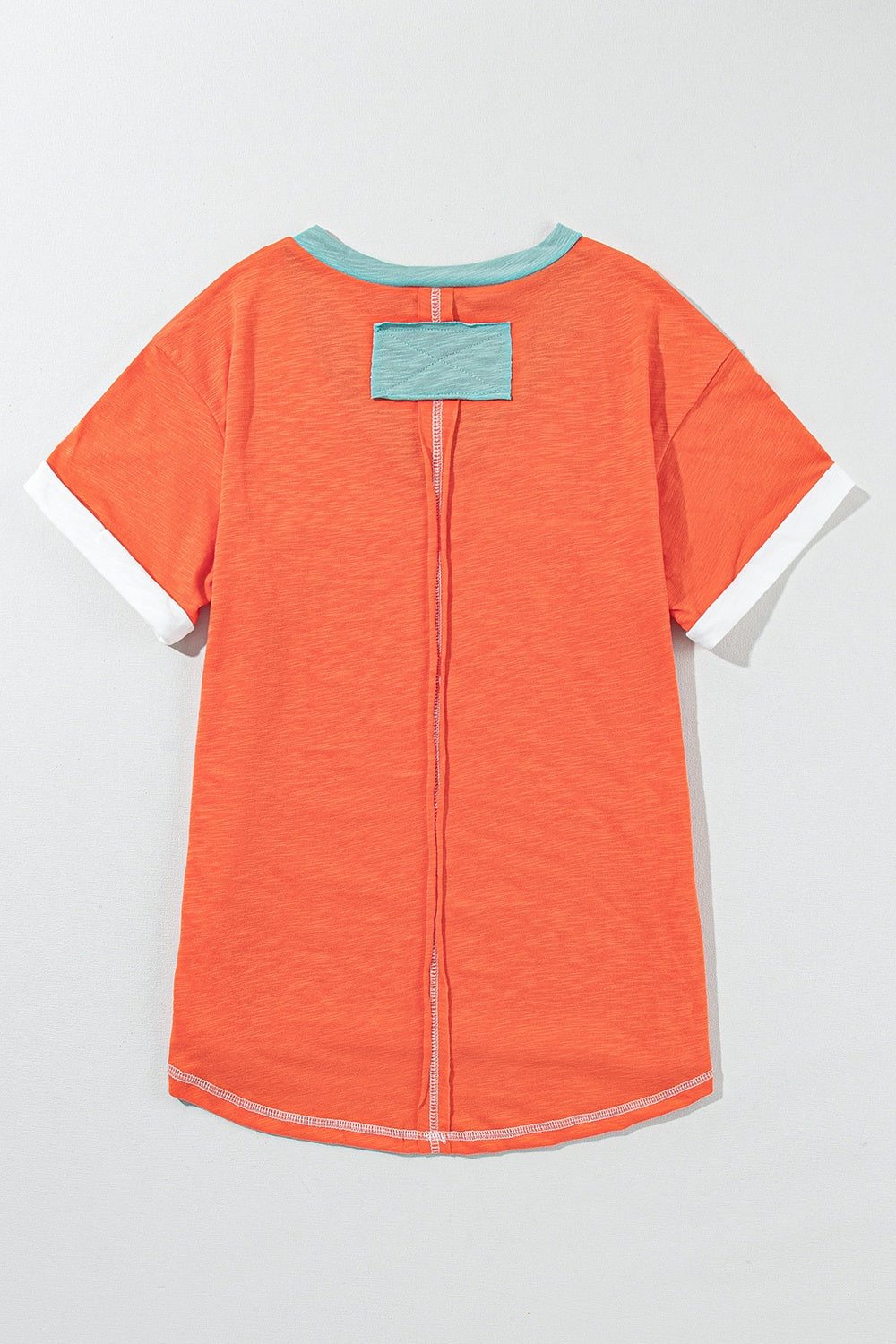 Color Block V-Neck Short Sleeve T-Shirt