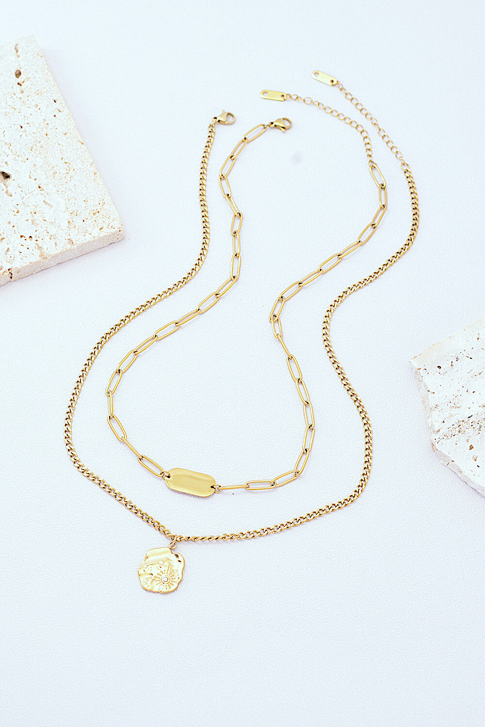 Gold-Plated Double-Layered Pendant Necklace